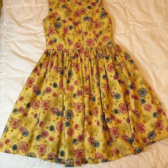 Vintage home made fit and flare 50s style dress small/medium floral print pocket - Picture 8 of 9